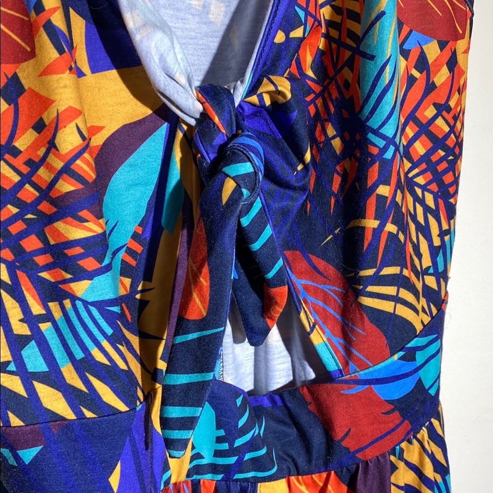 Blue and Orange Sleeveless Resort Sundress - Picture 2 of 2